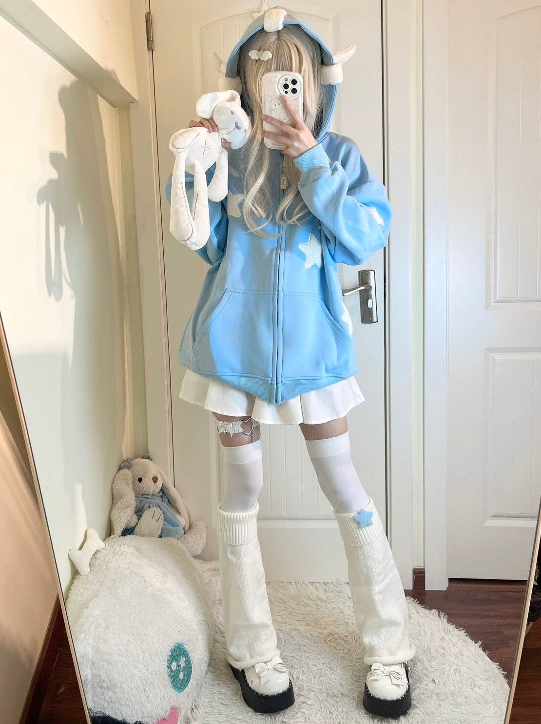 Blue Stars And Angel Hood Jacket