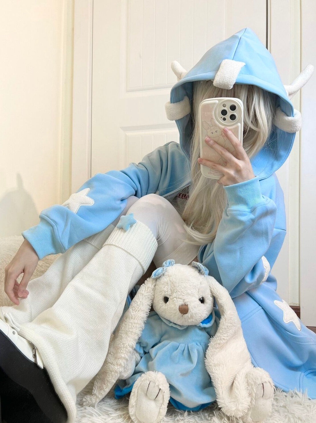 Blue Stars And Angel Hood Jacket