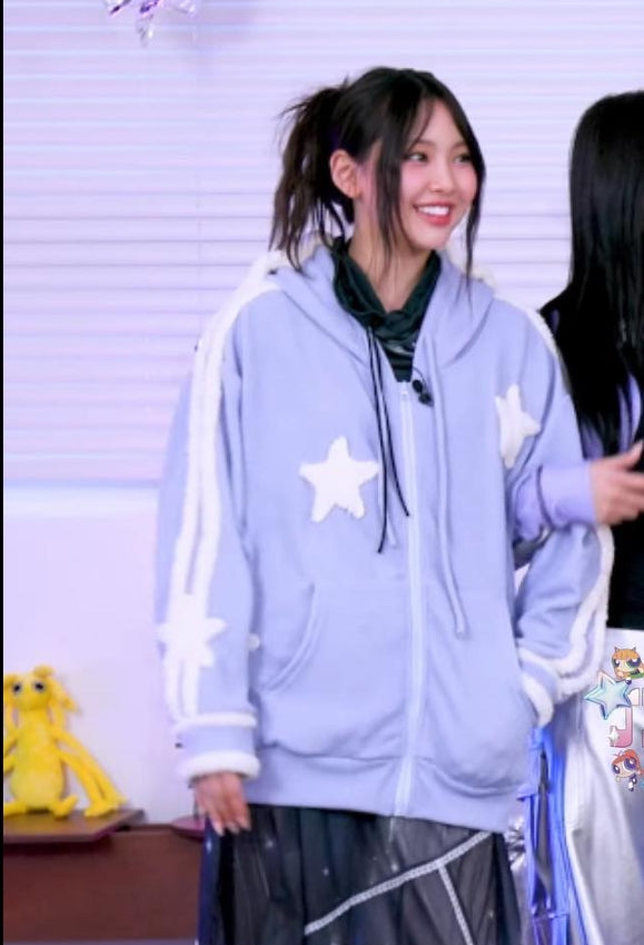 Blue Stars And Angel Hood Jacket