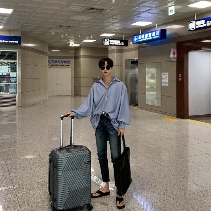 Blue Striped Casual Loose Shirt