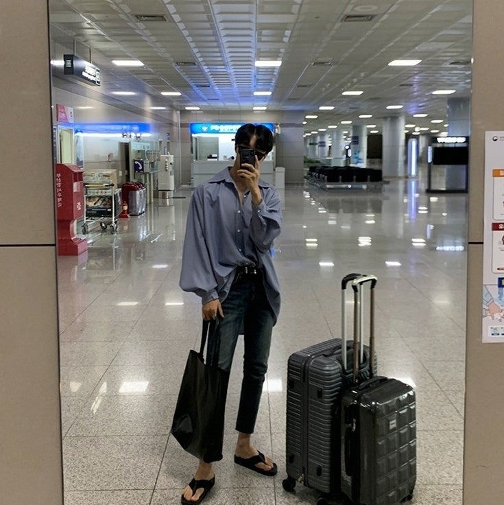 Blue Striped Casual Loose Shirt