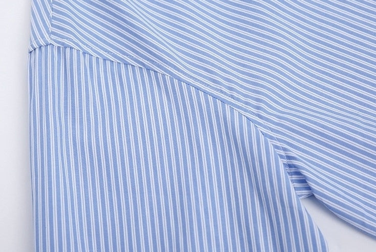 Blue Striped Casual Loose Shirt