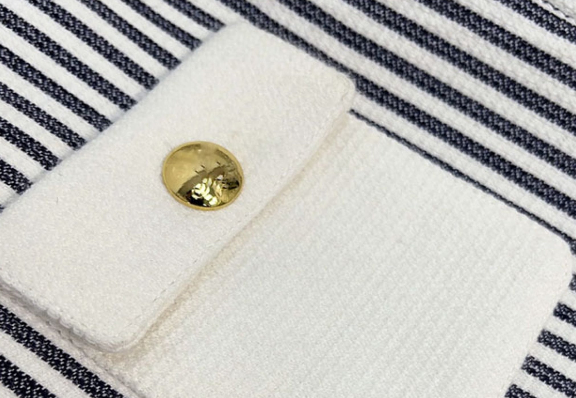Blue Striped Woolen Short Sleeve Jacket