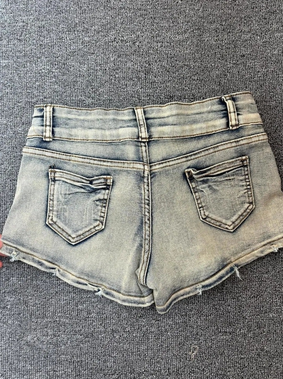 Blue Studded Micro Denim Shorts
