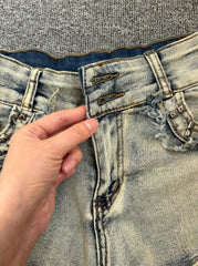 Blue Studded Micro Denim Shorts
