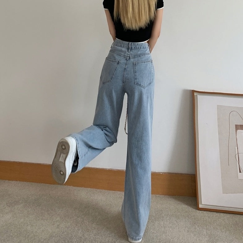 Blue Subtle Slit Ripped Jeans