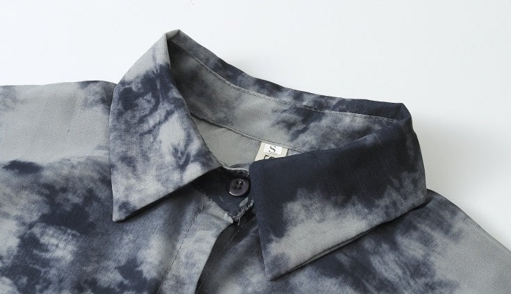 Blue Tie-Dye Sheer Shirt