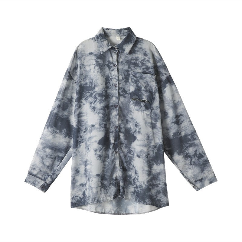 Blue Tie-Dye Sheer Shirt