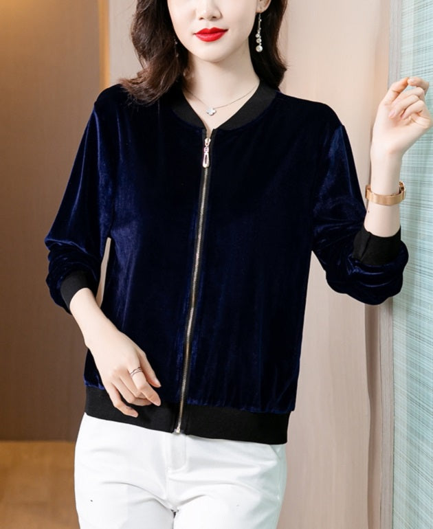 Blue Velvet Bomber Jacket