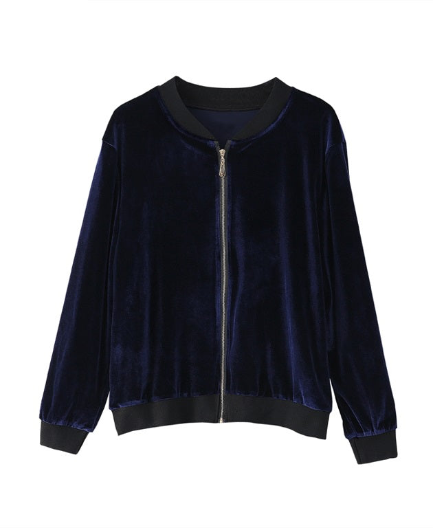 Blue Velvet Bomber Jacket