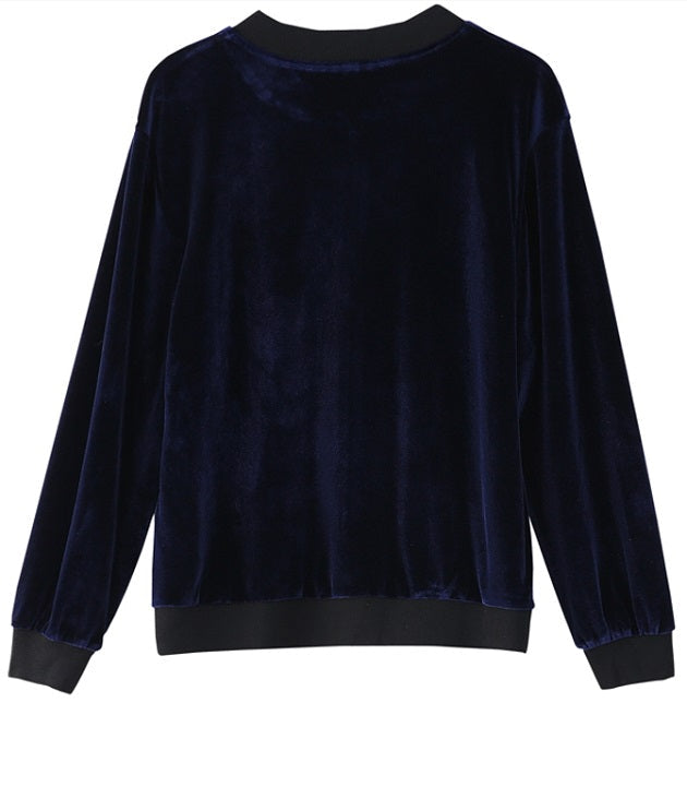 Blue Velvet Bomber Jacket
