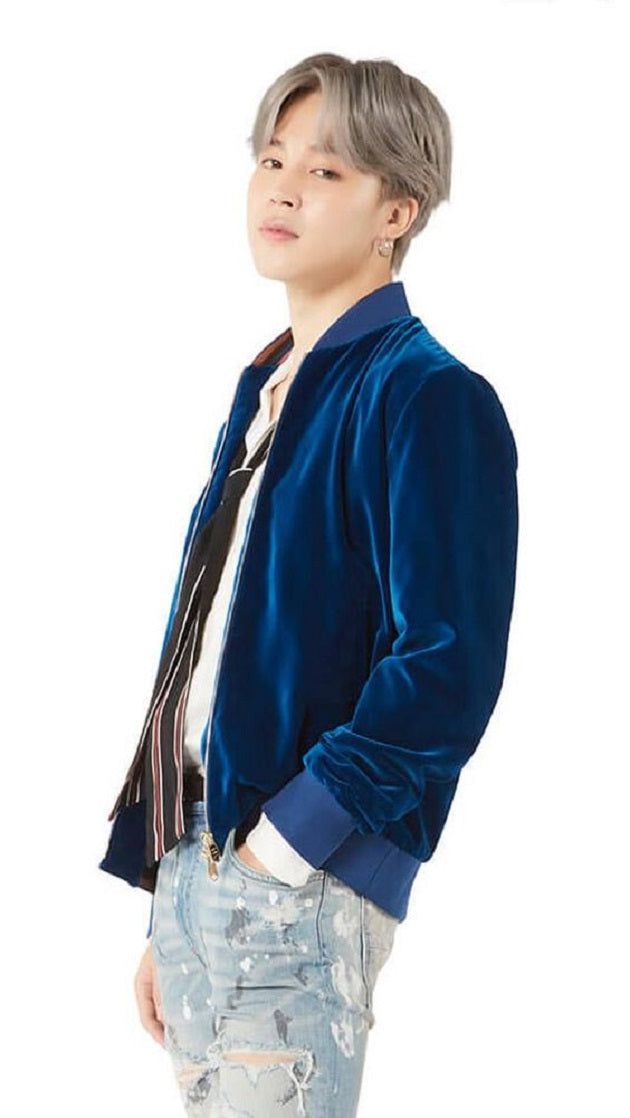 Blue Velvet Bomber Jacket