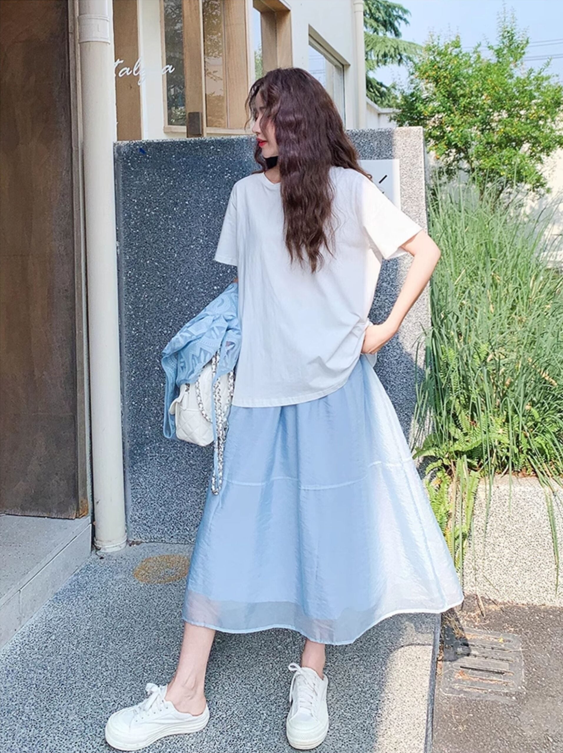 Blue Vest Fashion Three Piece Casual Skirt Set