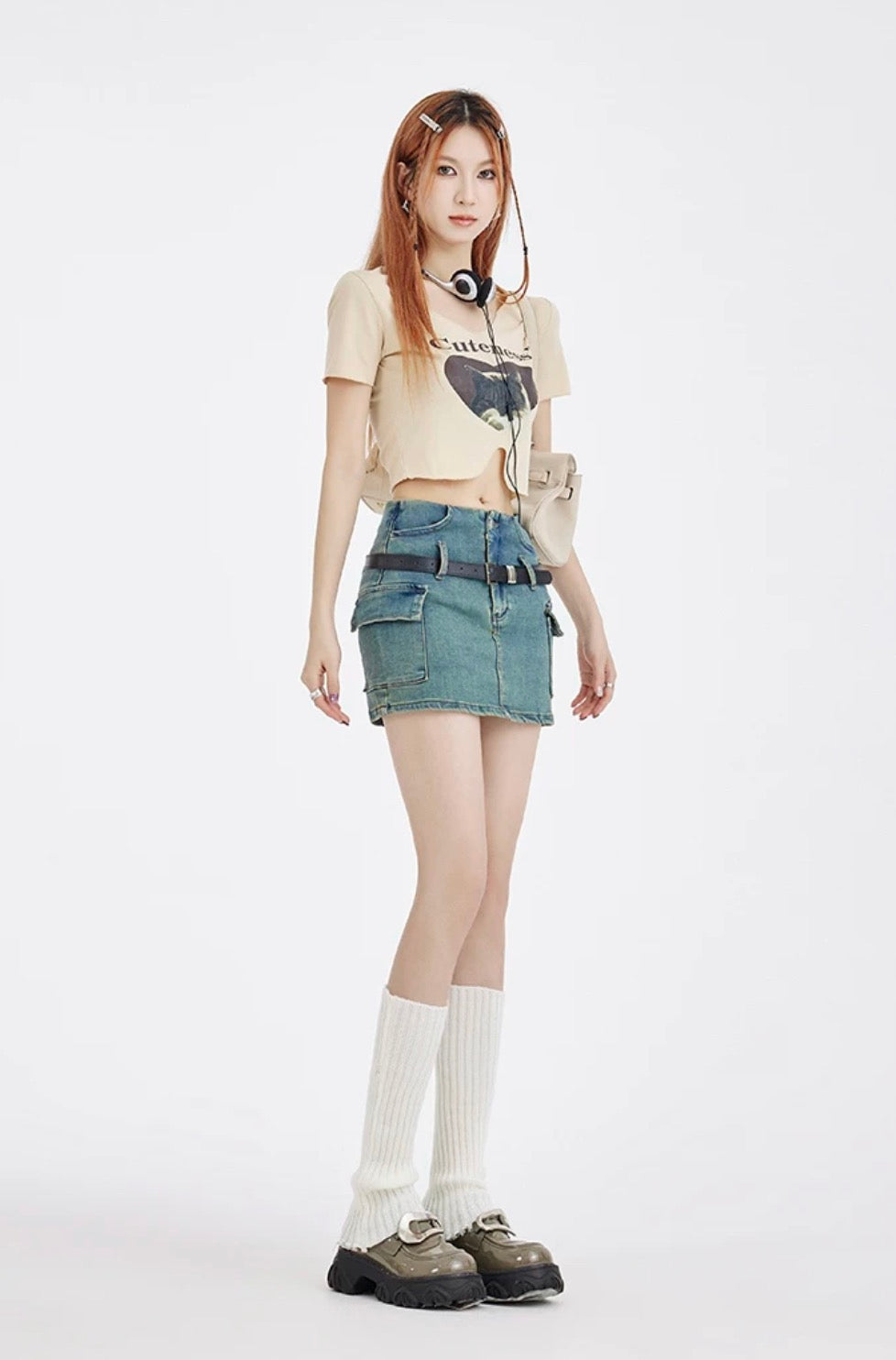 Blue Vintage Wash Cargo Mini Skirt