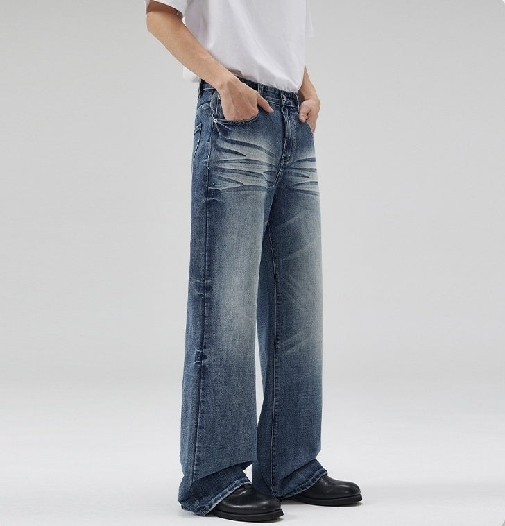 Blue Vintage Wash Wide Jeans