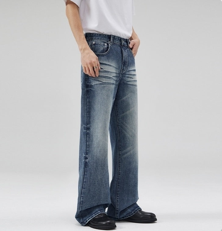 Blue Vintage Wash Wide Jeans
