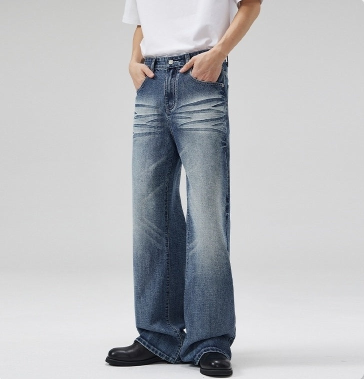 Blue Vintage Wash Wide Jeans