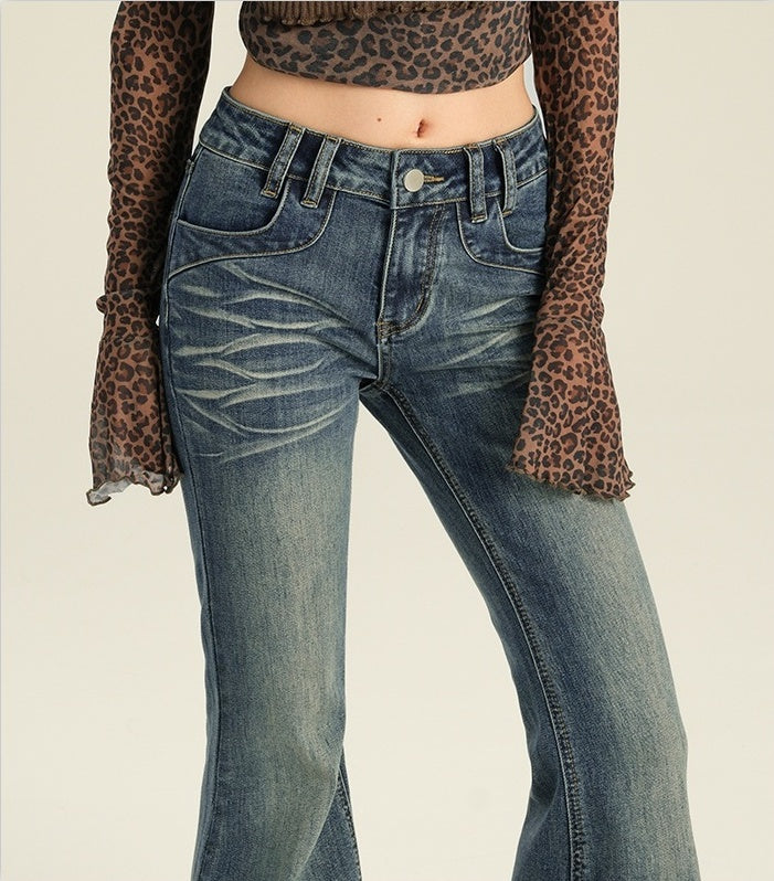Blue Washed Flare Jeans