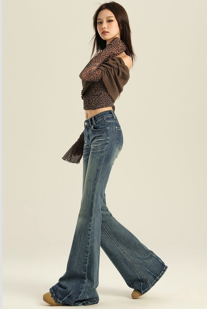 Blue Washed Flare Jeans
