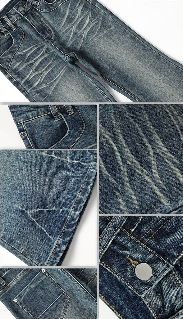 Blue Washed Flare Jeans
