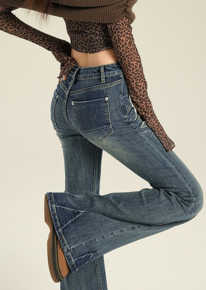 Blue Washed Flare Jeans