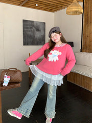 Blue Washed Flared Jeans Pants