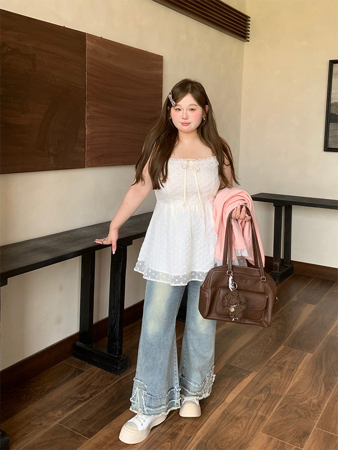 Blue Washed Flared Jeans Pants