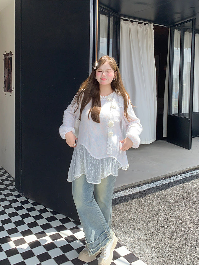 Blue Washed Flared Jeans Pants