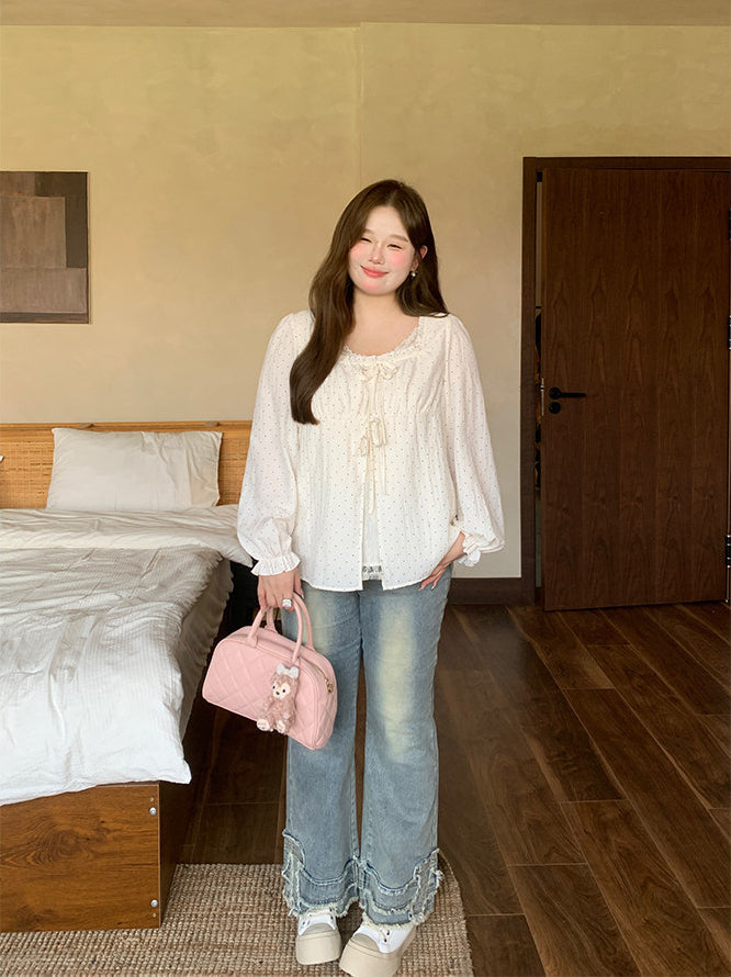 Blue Washed Flared Jeans Pants