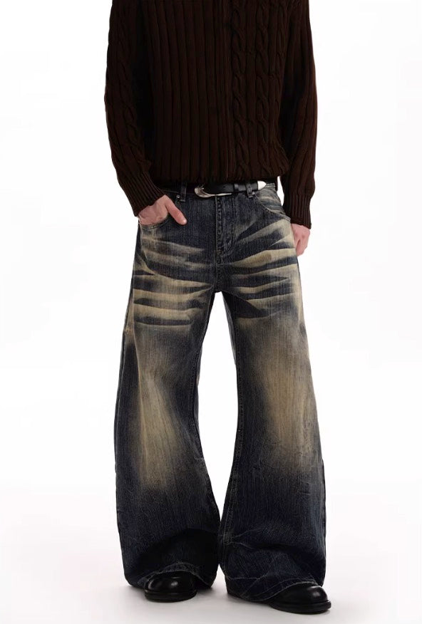 Blue Washed Loose Leg Jeans