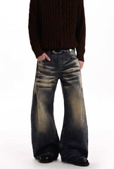 Blue Washed Loose Leg Jeans
