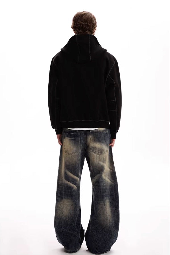 Blue Washed Loose Leg Jeans