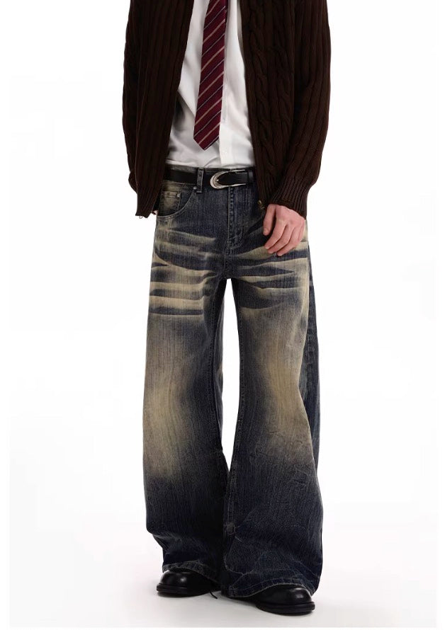 Blue Washed Loose Leg Jeans