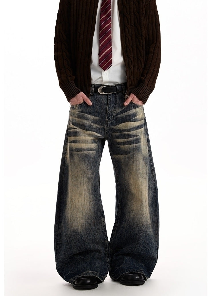 Blue Washed Loose Leg Jeans