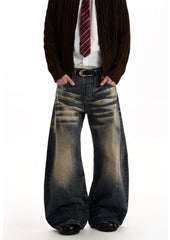 Blue Washed Loose Leg Jeans