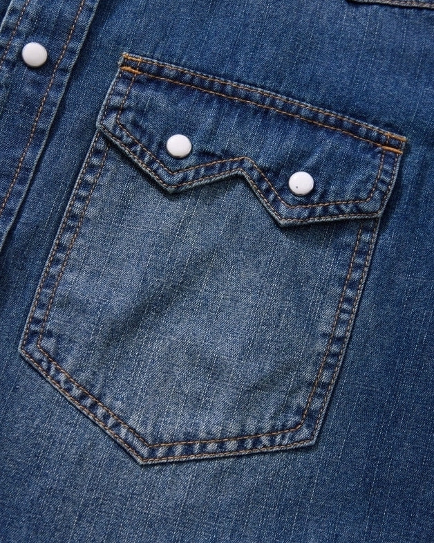 Blue Washed Retro Denim Shirt