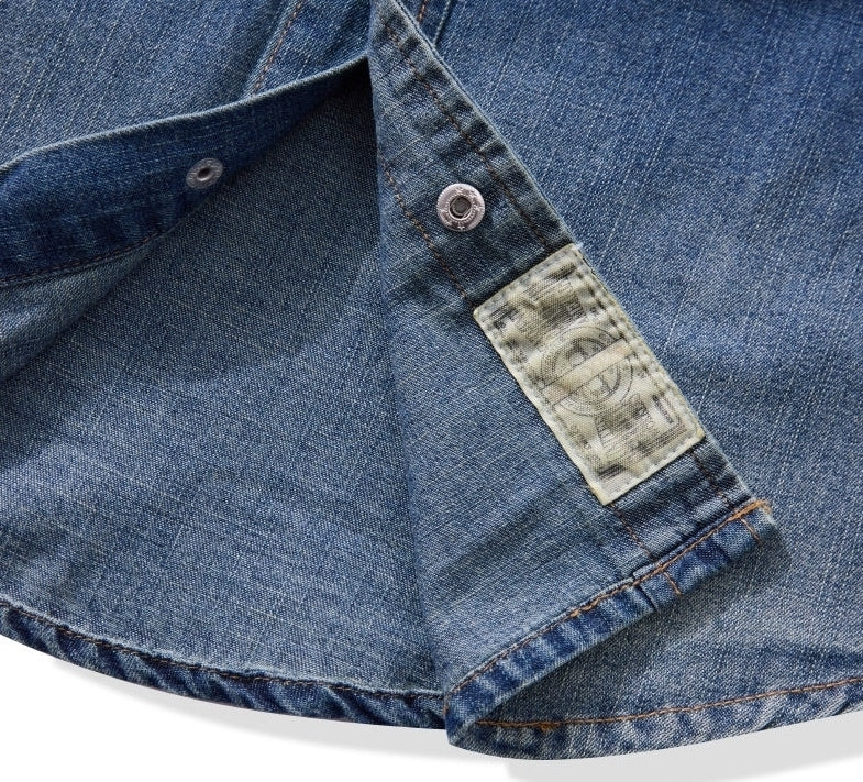 Blue Washed Retro Denim Shirt