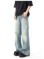 Blue Washed Ripped Casual Jeans
