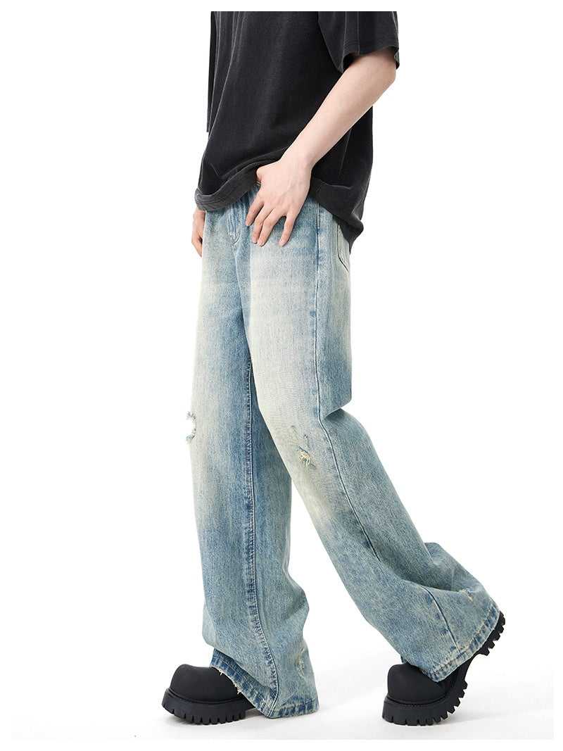 Blue Washed Ripped Casual Jeans