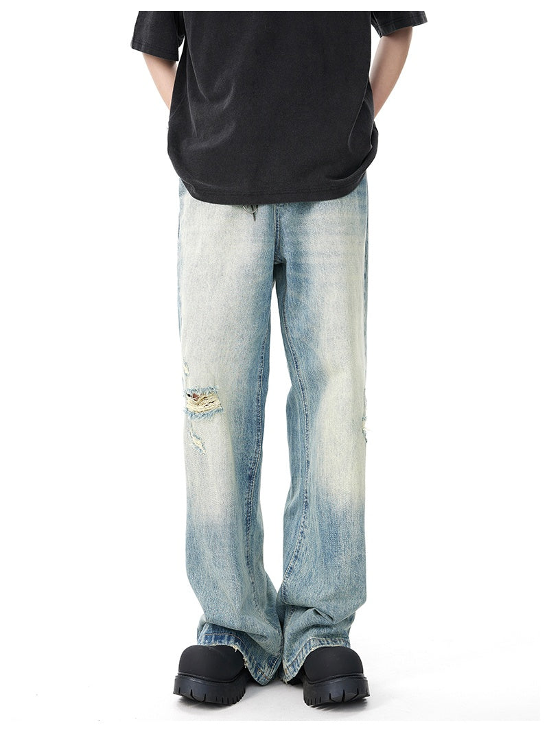 Blue Washed Ripped Casual Jeans