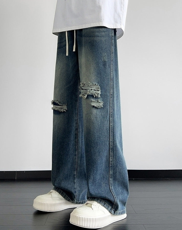 Blue Washed Ripped Style Jeans