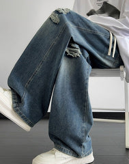 Blue Washed Ripped Style Jeans