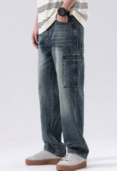 Blue Washed Side Pocket Jeans