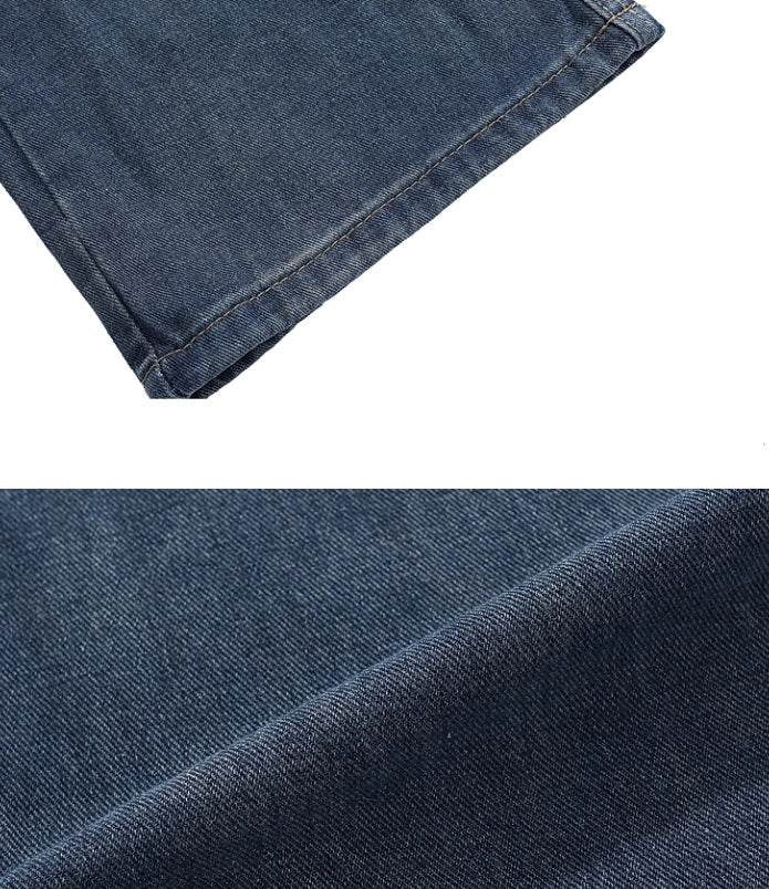 Blue Washed Stripes Wide Leg Cargo Jeans