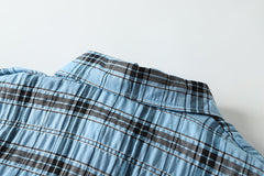 Blue Wrinkled Plaid Shirt