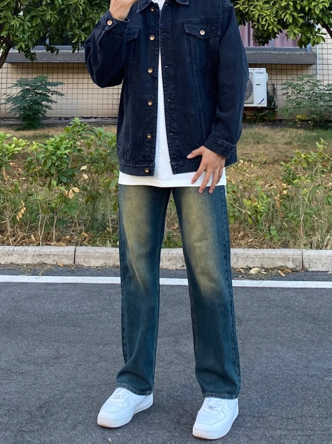 Blue Yellow-Washed Jeans