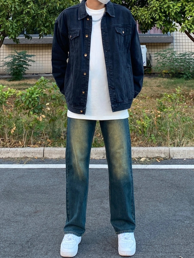 Blue Yellow-Washed Jeans