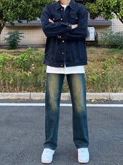 Blue Yellow-Washed Jeans