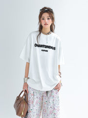 Blurry Letter Print Summer Sun Protection T Shirt