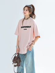 Blurry Letter Print Summer Sun Protection T Shirt